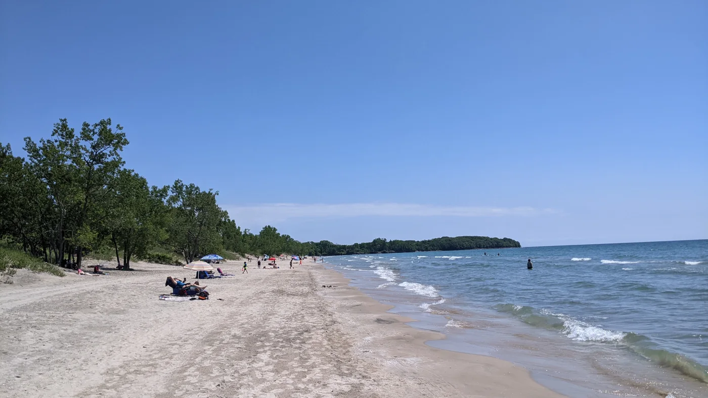 A summer day on Lakeshore Beach at Sandbanks Provincial Park